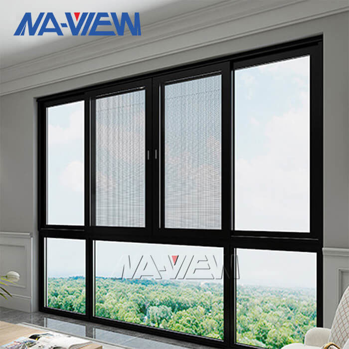 Guangdong NAVIEW Black Aluminium Vertical Sliding Double Hung Window pemasok